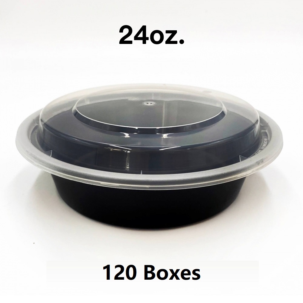 Black Plastic Microwavable Container w/ Lid (Bulk, 150/Case)