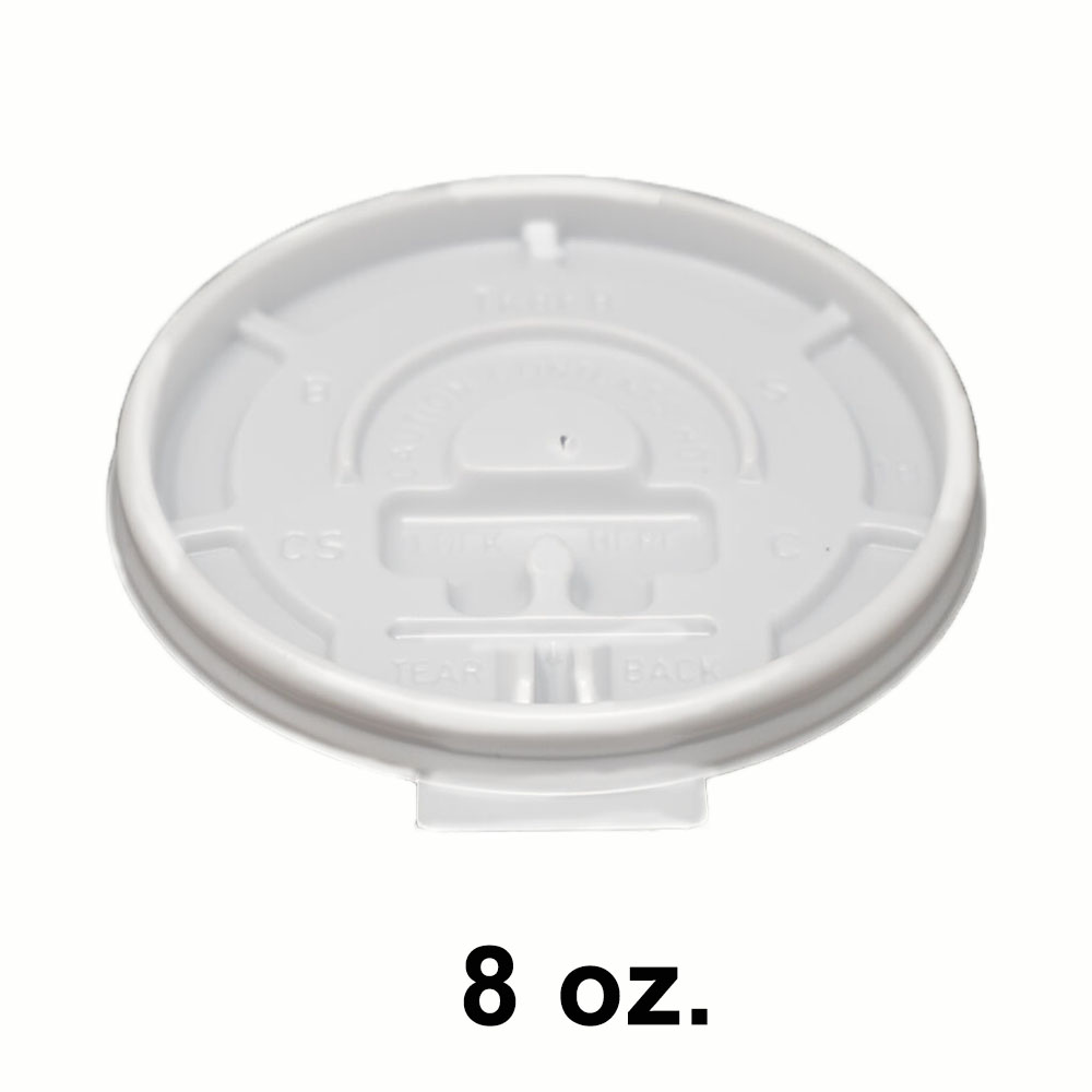 8 oz. White Fold Back Plastic Coffee Cup Lid 1000 Case