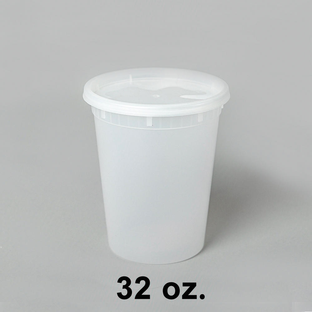 32 oz. Round Clear Plastic Soup Container Set - 240/Case 