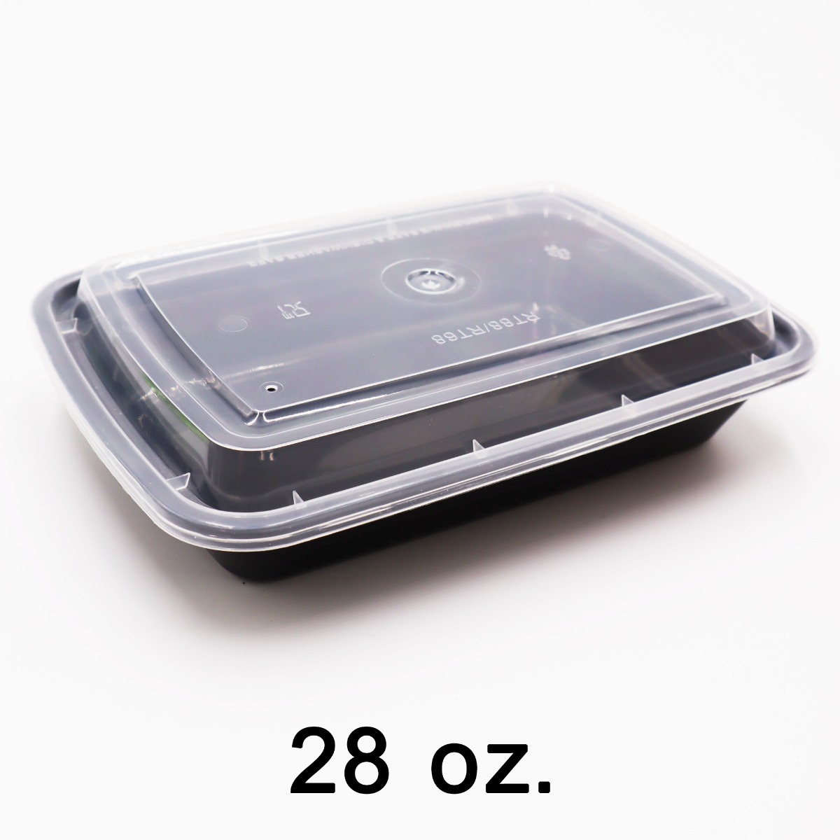 38 oz. Rectangular Black Containers with Lids, Case of 150