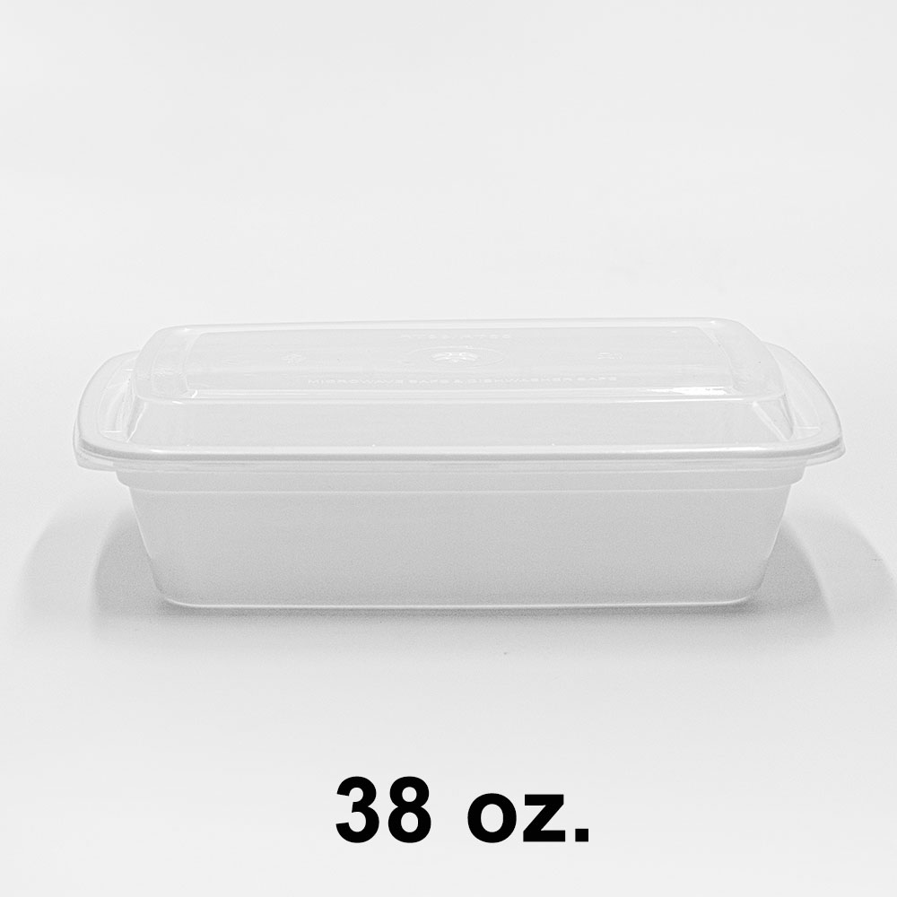 38oz Black Microwavable Food Storage Rectangular Container with