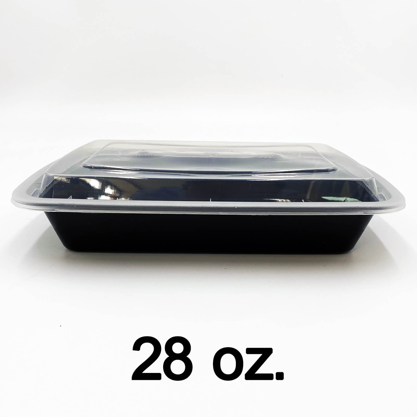 High Quality 28 oz. Rectangular Black Plastic Deli Container Set