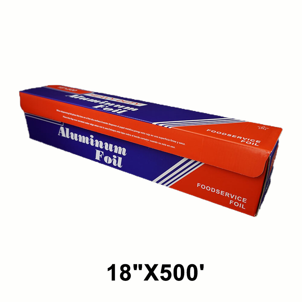 Heavy Duty Aluminum Foil Roll with Serrated Cutter 18X500