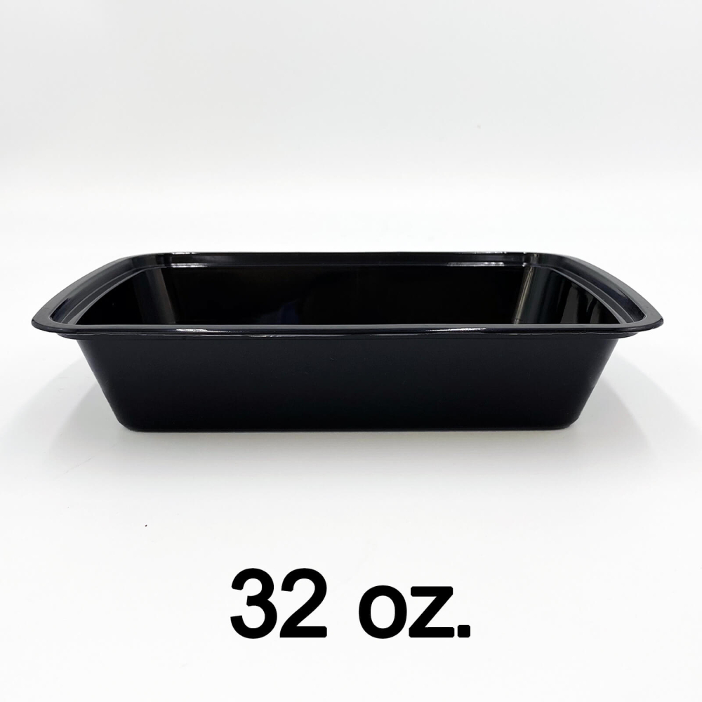 32 oz. Rectangular Black Plastic Container Set (878) - 150/Case 32 oz. Rectangular Black Plastic Container Set (878) - 150/Case