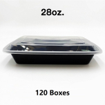 [Bulk 120 Cases] 28 oz. Rectangular Black Plastic Container Set (868) - 150/Case