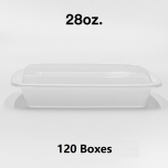 [Bulk 120 Cases] 28 oz. Rectangular White Plastic Container Set (868) - 150/Case