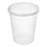 WY Round Clear Plastic Soup Container Set 32 oz. - 240/Case