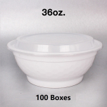 [Bulk 100 Cases] 36 oz. Round White Plastic Container Set - 150 Set/Case