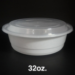 32 oz. 圆形白色塑料餐盒套装 - 150套/箱
