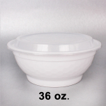 [Bulk 25 Cases] FH 36 oz. Round White Plastic Deli Container With Clear Dome Lid - 150/Case