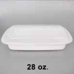 28 oz. 长方形加厚白色塑料餐盒套装 - 150套/箱