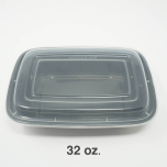 SD 32oz. 长方形黑色塑料餐盒套装 - 150套/箱
