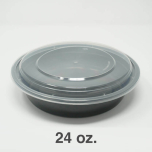 SD 24oz. 圆形黑色塑料餐盒套装 (723) - 150套/箱