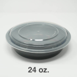 SD 24oz. Round Black Plastic Food Container Set (723) - 150/Case