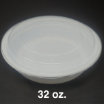 SD 32 oz. 圆形白色塑料餐盒套装 (729) - 150套/箱