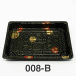 008-B 长方形黑色塑料寿司盘底 (非套装) 6 1/2" X 4 1/2" X 3/4" - 1500个/箱