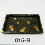 015-B Rectangular Black Plastic Sushi Tray Container Base (Not Combo) 8 1/2" X 5 1/4" X 5/8" - 1000/Case