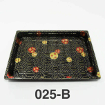 025-B Rectangular Black Plastic Sushi Tray Container Base (Not Combo) 10 1/4" X 7 3/8" X 7/8" - 504/Case