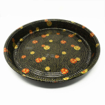 61 Round Flower Pattern Plastic Party Tray Set 11 1/4" X 1 3/4" - 120/Case