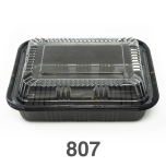 807 Rectangular Black Plastic Lunch Box Set 6 1/2" X 4" X 1 3/8" - 550/Case