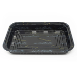 825 Rectangular Black Plastic Lunch Box Set 9 1/8" X 6 3/8" X 1 3/8" - 300/Case