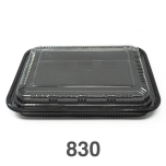 830 Rectangular Black Plastic Lunch Box Set 10 1/2" X 7 7/8" X 1 3/8" - 200/Case