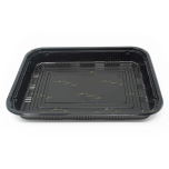 830 Rectangular Black Plastic Lunch Box Set 10 1/2" X 7 7/8" X 1 3/8" - 200/Case
