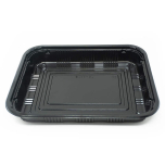 830S Rectangular Black Plastic Lunch Box Set 9 1/4" X 7 1/4" X 1 1/4" - 200/Case