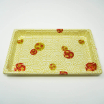 W015 Rectangular White Plastic Sushi Tray Container Set 8 1/2" X 5 1/4" X 5/8" - 300/Case