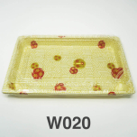 W020 Rectangular White Plastic Sushi Tray Container Set 9 1/4" X 5 3/4" X 3/4" - 240/Case