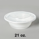 AHD 圆形白色塑料餐盒套装 21 oz. (007) - 150套/箱