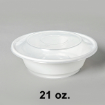 AHD Round White Plastic Container Set 21 oz. (007) - 150/Case