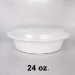 [Bulk 30 Cases] 24 oz. Round White Plastic Container Set (723) - 150/Case