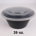 HT 39 oz. Round Black Plastic Bowl Set (7039) - 150/Case