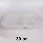 30 oz. 长方形白色塑料两格餐盒套装 (8288) - 150套/箱