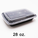 RT 长方形黑色塑料餐盒套装 28 oz. (868) - 150套/箱