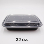 RT Rectangular Black Plastic Container Set 32 oz. (878) - 150/Case