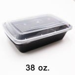 Rectangular Black Plastic Container Set 38 oz. (888) - 150/Case