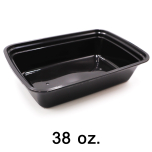 Rectangular Black Plastic Container Set 38 oz. (888) - 150/Case