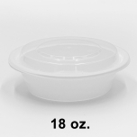 18 oz. 圆形白色塑料餐盒套装 (018) - 150套/箱