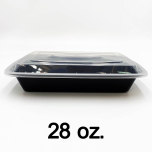 28 oz. Rectangular Black Plastic Container Set (868) - 150/Case