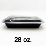 [Bulk 30 Cases] 28 oz. Rectangular Black Plastic Container Set (868) - 150/Case