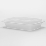 28 oz. Rectangular White Plastic Container Set (868) - 150/Case