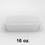 16 oz. 长方形加厚白色塑料餐盒套装 (8168) - 150套/箱