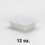 12 oz. 优质长方形白色塑料餐盒套装 (818) - 150套/箱