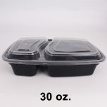 [Bulk 30 Cases] SR 30 oz. Rectangular Black Plastic 2 Comp. Container Set (8288) - 150/Case