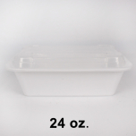 SR 24 oz. Rectangular White Plastic Container Set (838) - 150/Case