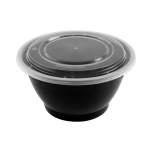 HT 48 oz. Round Black Plastic Container Set (848) - 150/Case