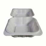 正方形白色塑料环保餐盒 6" X 6" - 250/箱