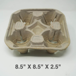 4杯托正方形棕色 8.5" X 8.5" X 2.5" - 300/箱